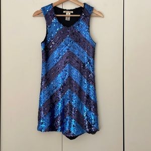 Alice and Olivia Blue Sequined Mini Dress